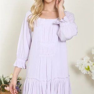 Lilac Ruffle 3/4 Sleeve Dress